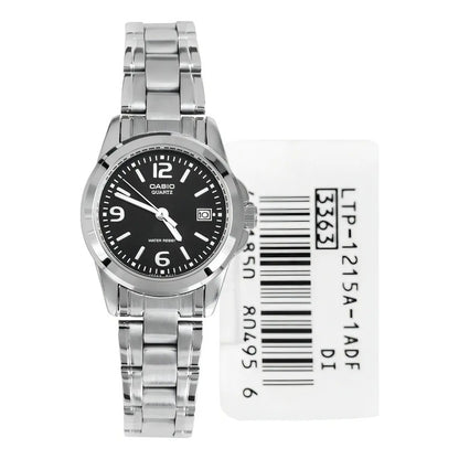 Reloj Casio Para Mujer De Acero Inoxidable Con Calendario Y Resistencia Al Agua Plateado Negro