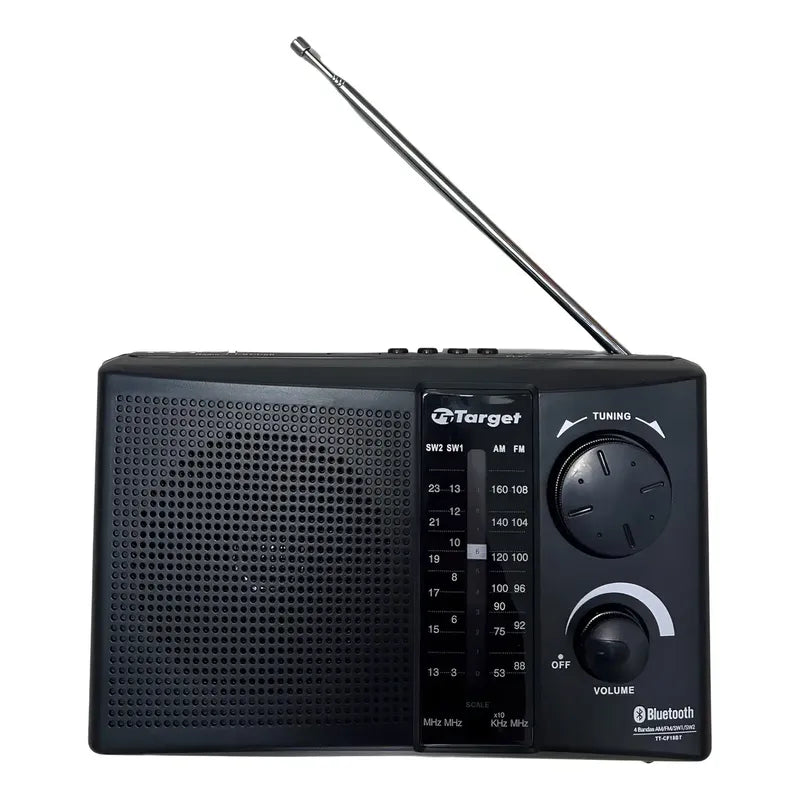 Radio Target Portátil Bluetooth/usb/4 Bandas Am/fm/sw1/sw2 Negro