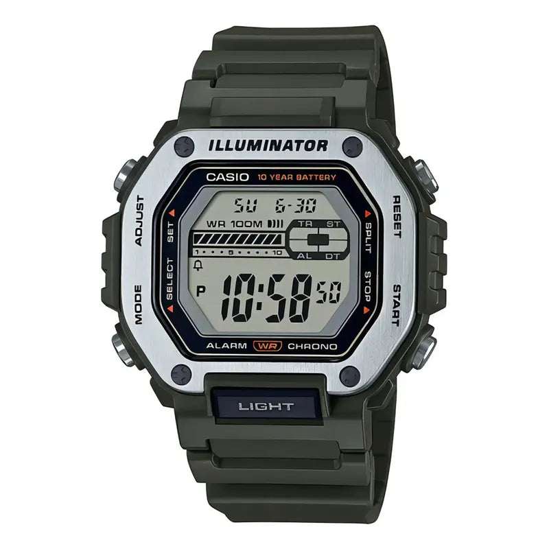 Reloj Casio Mwd-110h-3avdf Cuarzo Hombre Verde Verde Majestuoso Plata Black
