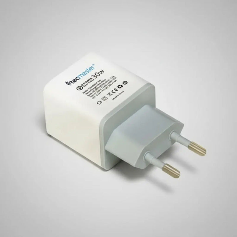 Cargador De Pared Tecmaster 30w 1 Puerto Tipo-c -pd3.0 Blanco
