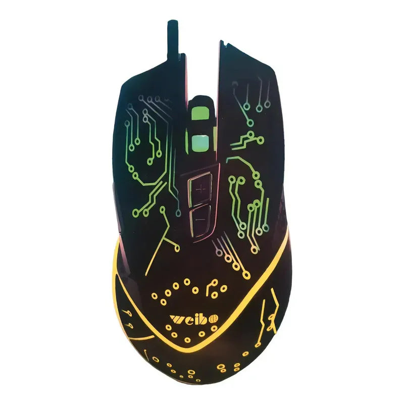 Mouse Gamer Weibo Wb-915 7 Botones Usb Óptico Rgb 3200 Dpi Luminoso Negro