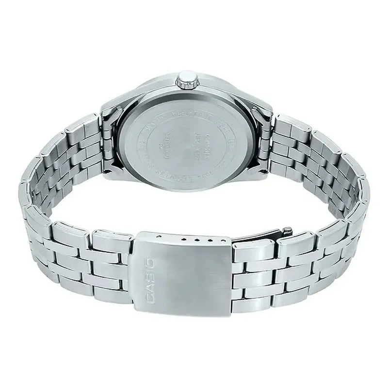 Reloj Casio Mtp-1335d Para Hombre Con Correa De Acero Plateado Y Fondo Azul