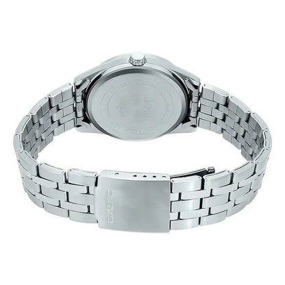 Reloj Casio Mtp-1335d Para Hombre Con Correa De Acero Plateado Y Fondo Azul