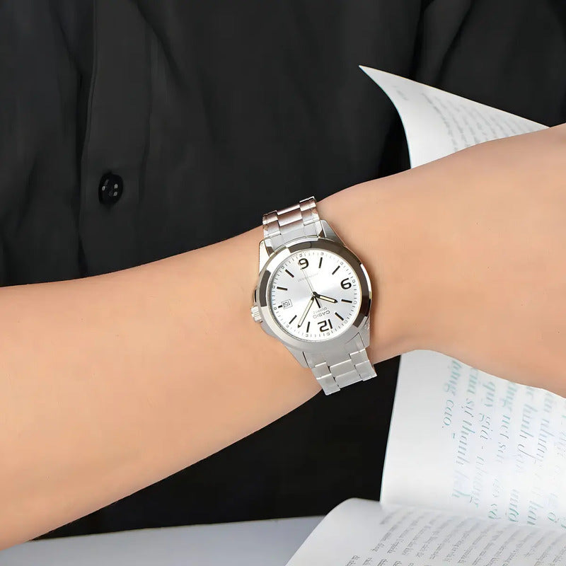 Reloj Pulsera Casio Mtp-1215a-7a Con Correa De Acero Inoxidable Color Plateado