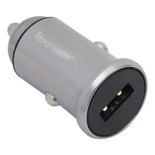 Cargador De Auto Tecmaster Tm-200527 Usb Carga Rápida 18w 12/24v Plateado