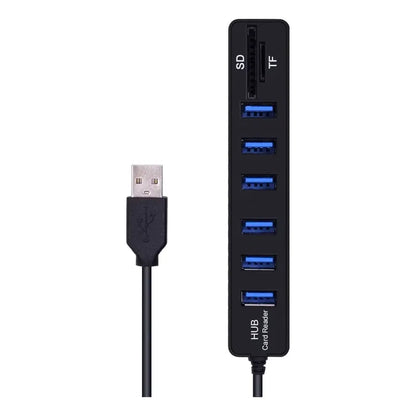 Hub 6 Puertos Multi Usb 3.0 Adaptador Con Lector Tarjeta Sd Negro