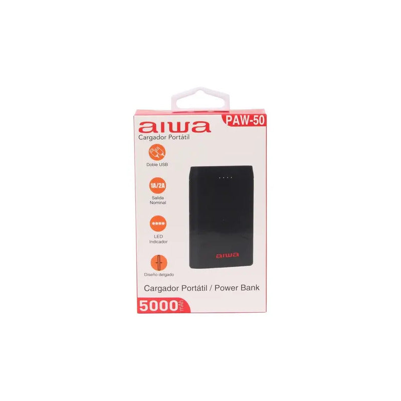 Power Bank Aiwa Cargador Portátil Paw-50 Vc Color Negro