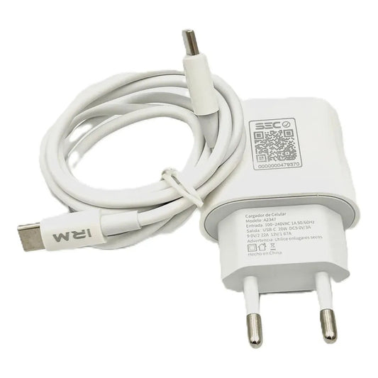 Cargador Tipo C Con Cable C A C 20w Carga Rápida Irm A2347 Blanco