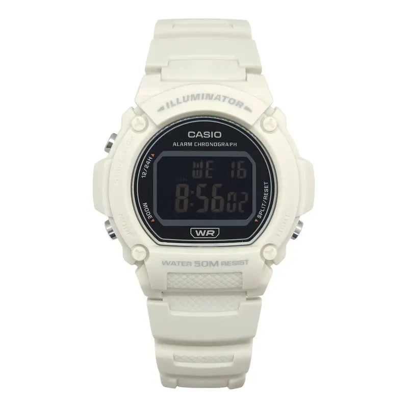 Reloj Pulsera Digital Casio W-219h-8bvcf Con Correa De Resina Color Blanco - Bisel Negro