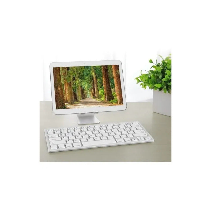 Teclado Inalambrico Bluetooth Tecmaster Tm-100507 Color Del Teclado Blanco Español Latinoamérica