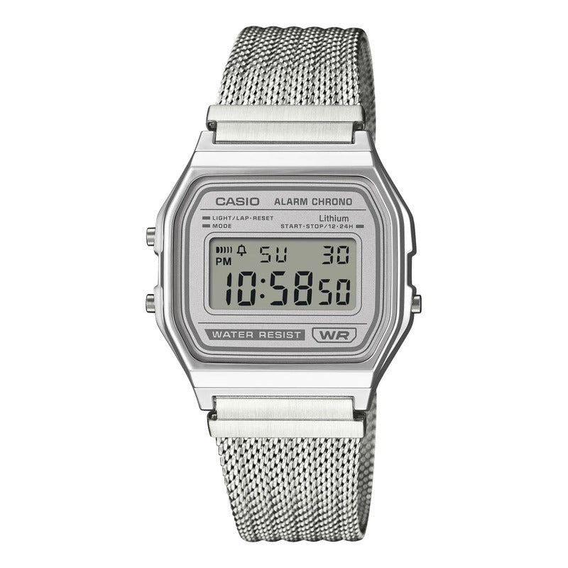 Reloj Casio Digital Plateado De Acero Inoxidable A-158wem Unisex