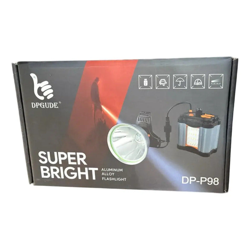 Foco Linterna Led De Caza Camping Minería Dp-p98 Color Negro