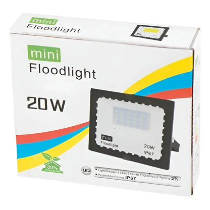 Mini Reflector Led Para Exteriores Impermeable 20w Negro Blanco Frío
