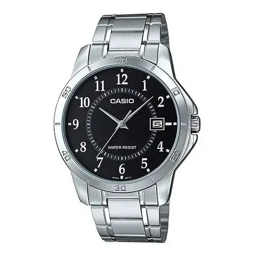 Reloj Casio Hombre Mtp-v004d-1b Metal Wr Oficial 2 Años, Casio Centro Color De La Malla Plateada Color Del Bisel Plateada Color Del Fondo Negro