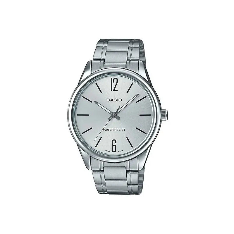 Reloj Casio Hombre Mtp-v005d-7b Metal Wr Agente Oficial Caba Plateado Negro