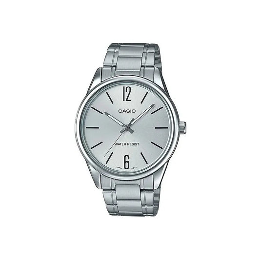 Reloj Casio Hombre Mtp-v005d-7b Metal Wr Agente Oficial Caba Plateado Negro