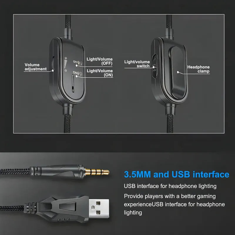 Auriculares Gamer Onikuma Gamer K8-v Negro Con Luz Led