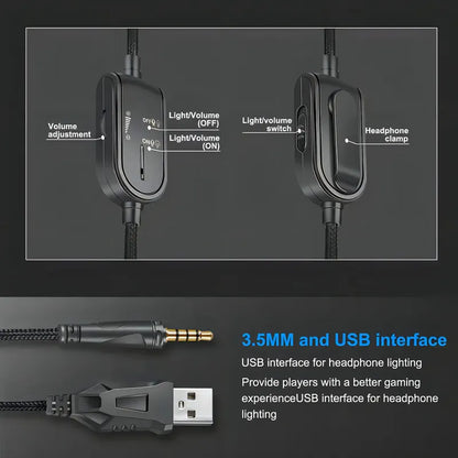 Auriculares Gamer Onikuma Gamer K8-v Negro Con Luz Led