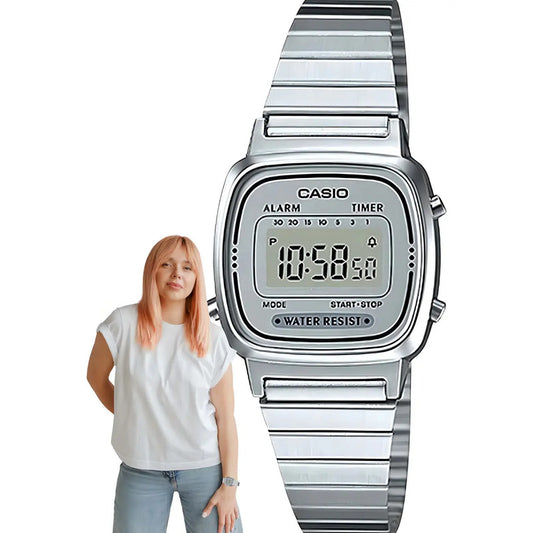 Reloj Plateado Casio Vintage La670wa-7df Para Mujer Plateado Gris