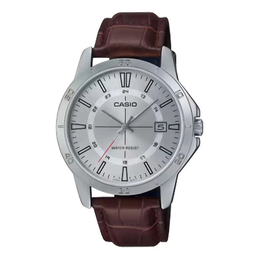 Reloj De Pulsera Plateado Casio Mtp-v004l-7cudf Para Hombre, Color Plateado - Mtp-v004l-7cudf Marrón Plateado Mtp-v004l-7c