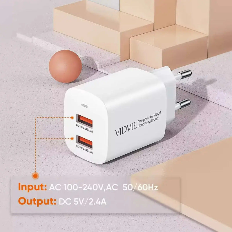 Cargador Pared   Dual Usb Ple250 Blanco