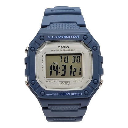 Reloj Pulsera Digital Casio W-218hc-2a Con Correa De Resina Color Celeste Gris W-218hc-2a