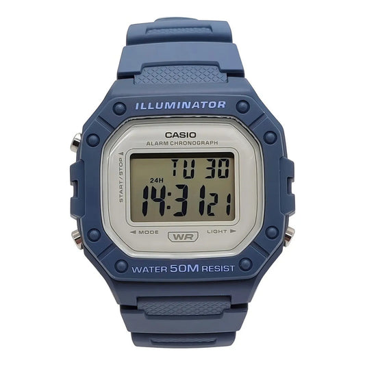 Reloj Pulsera Digital Casio W-218hc-2a Con Correa De Resina Color Celeste Gris W-218hc-2a