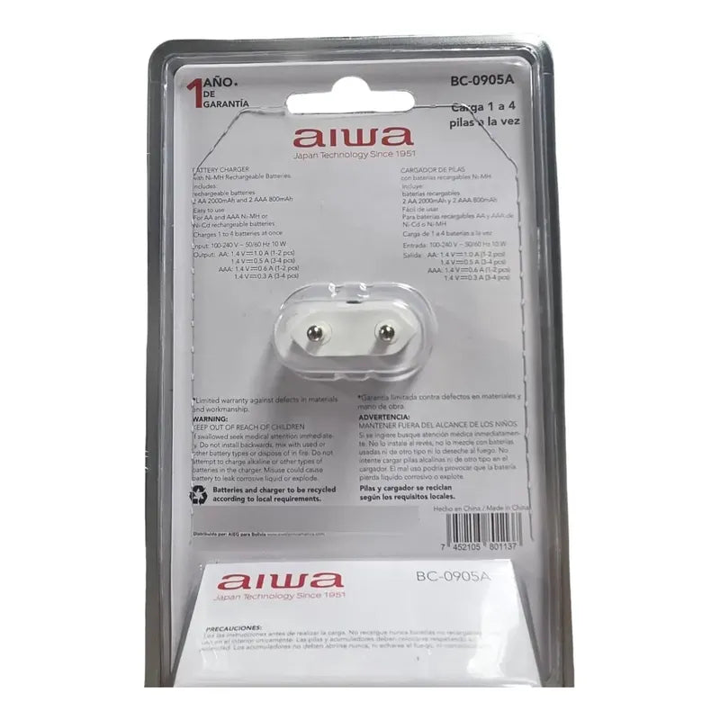 Cargador De Pared Para Pilas Aa Y Aaa Aiwa