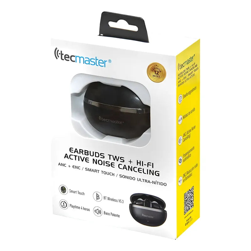 Auriculares+tws  Hi-fi  +cancelación Activa De Ruido Negro