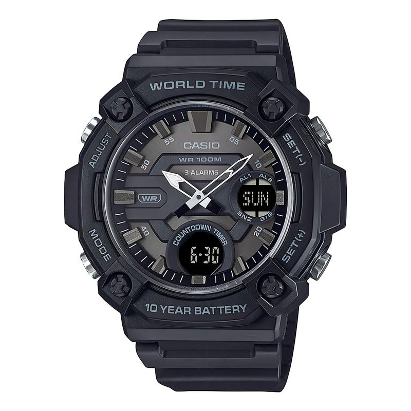 Reloj Casio Aeq-120w-1b Resina Juvenil Negro
