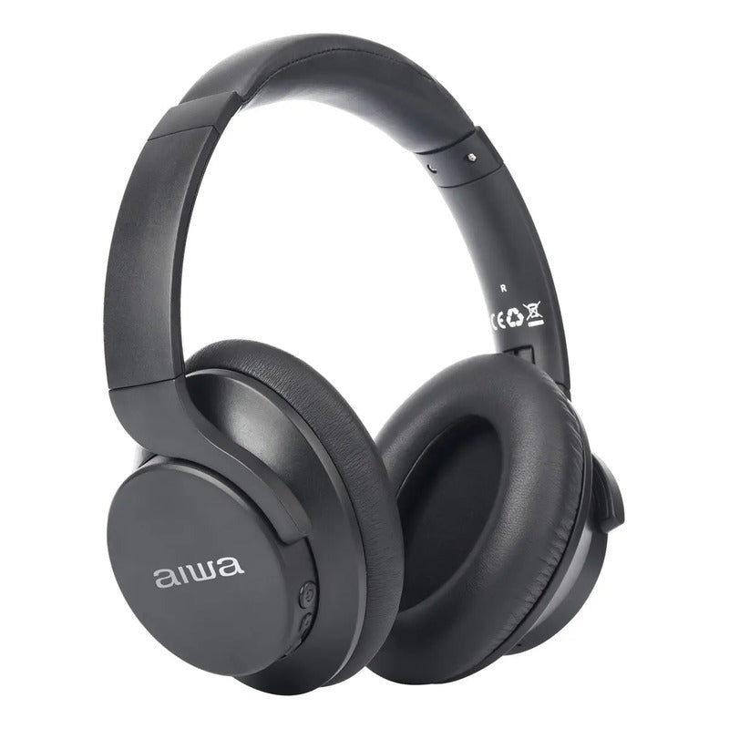 Audifonos Bluetooth Over Ear Aiwa Noise Cancelling Knc1090l Color Negro Luz Azul