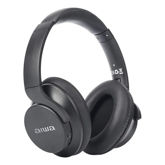 Audifonos Bluetooth Over Ear Aiwa Noise Cancelling Knc1090l Color Negro Luz Azul