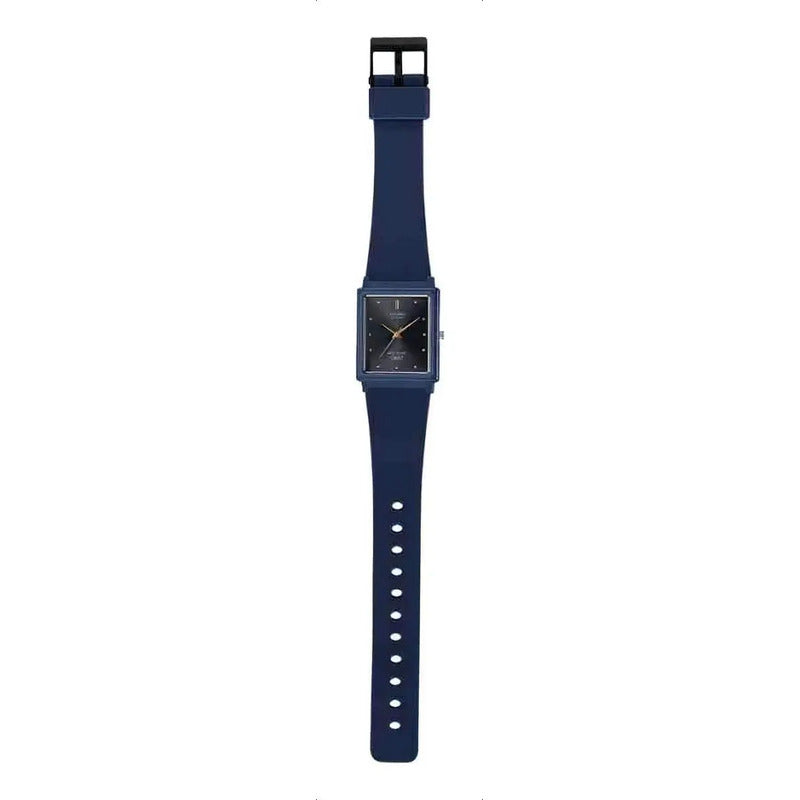 Reloj Casio Analógico Cuarzo Con Correa De Resina Azul Y Fondo Negro