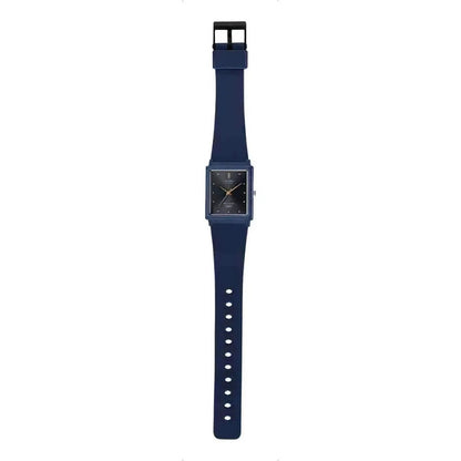 Reloj Casio Analógico Cuarzo Con Correa De Resina Azul Y Fondo Negro