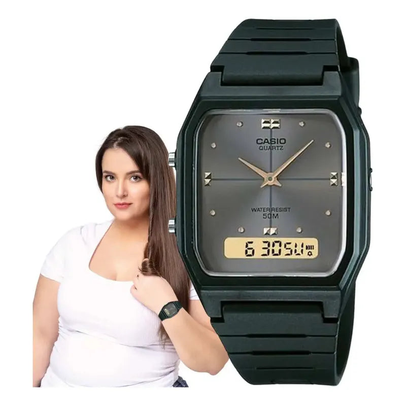 Reloj Unisex Casio Aw-48he-8avdf, Correa Negra, Bisel Negro, Fondo Gris Oscuro Grafito