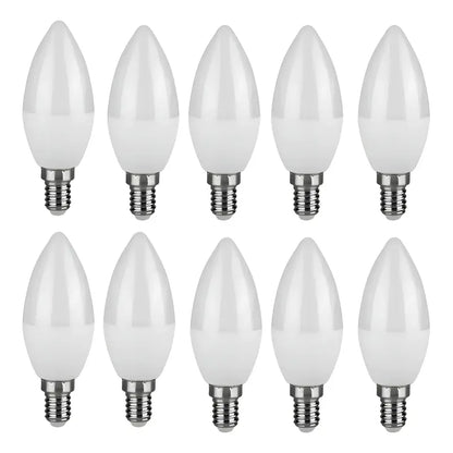 Pack 10 Ampolletas Led 6w E14 Tipo Vela Luz Fría Blanco Frío