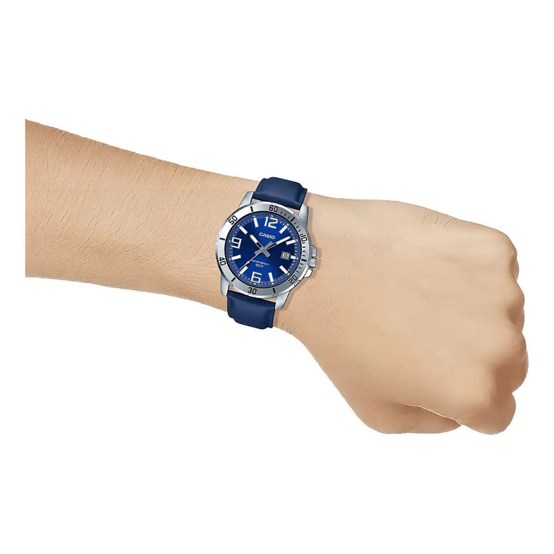 Reloj De Pulsera Casio Dress Mtp-vd01l-2b Original Azul Plateado