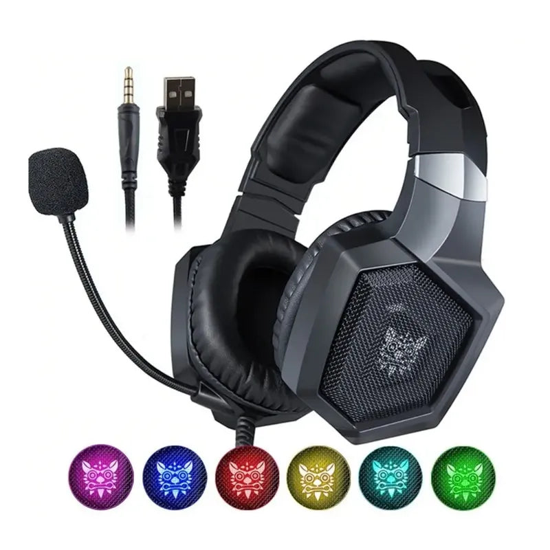Auriculares Gamer Onikuma Gamer K8-v Negro Con Luz Led