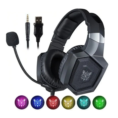 Auriculares Gamer Onikuma Gamer K8-v Negro Con Luz Led