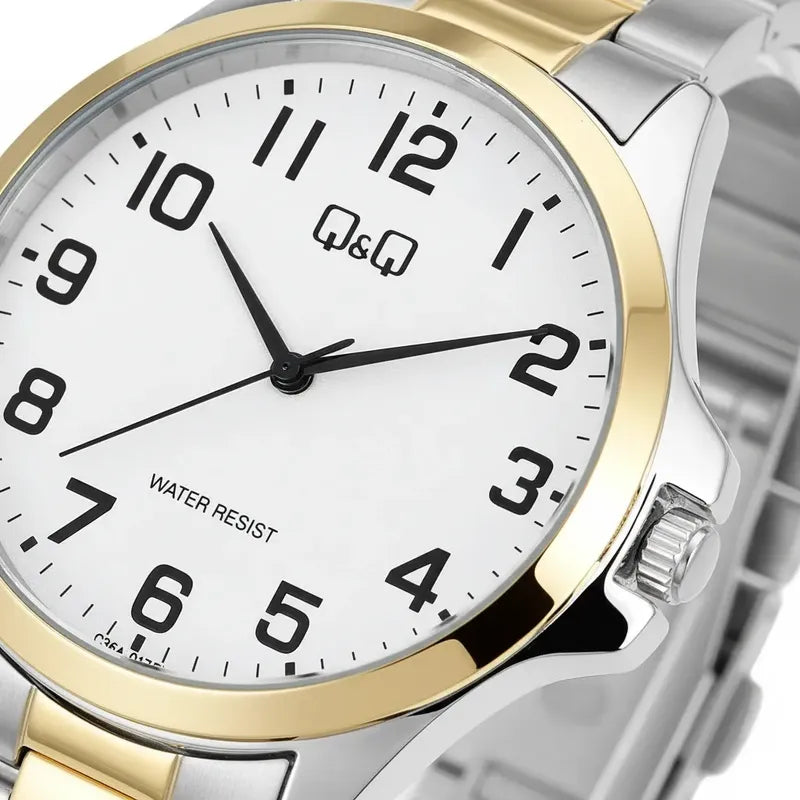 Reloj Qyq Metalico Varon Bi-color Dorado Plata Plateado Dorado Blanco