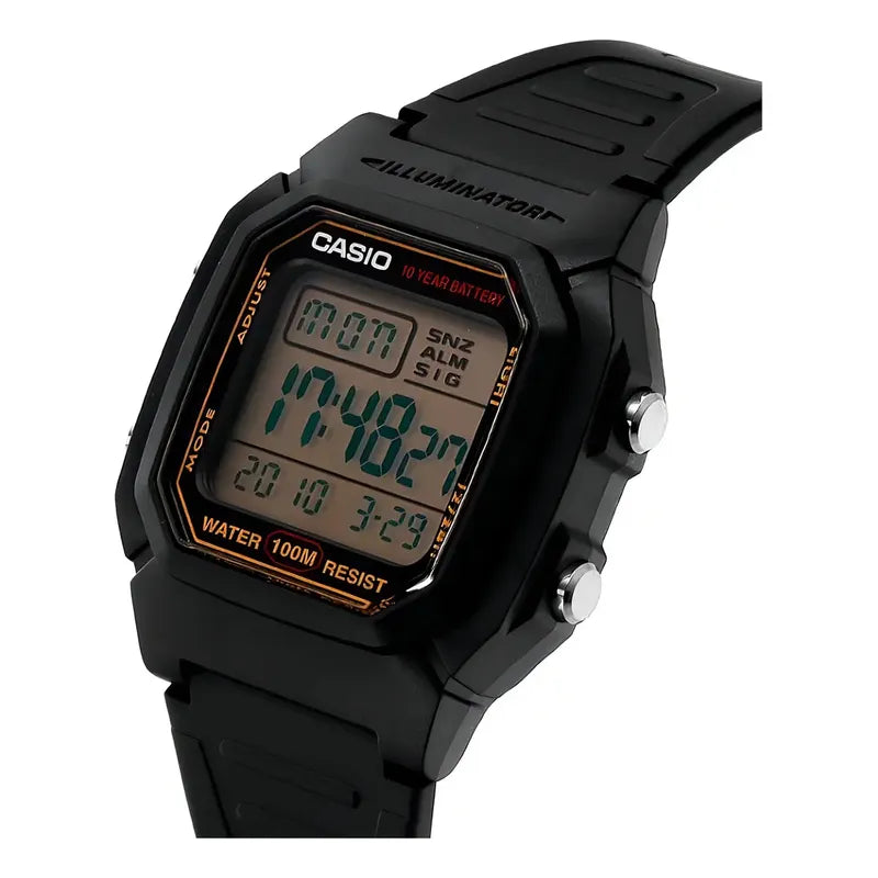 Reloj Pulsera Casio Digital Con Correa De Resina Color Negro - Fondo Blanco