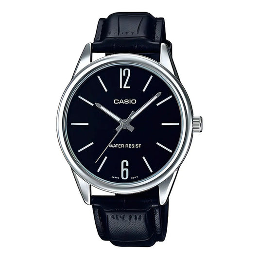 Reloj Para Hombre Casio Mtp_v005l_1b Mtpv005l-1budf Negro Plateado