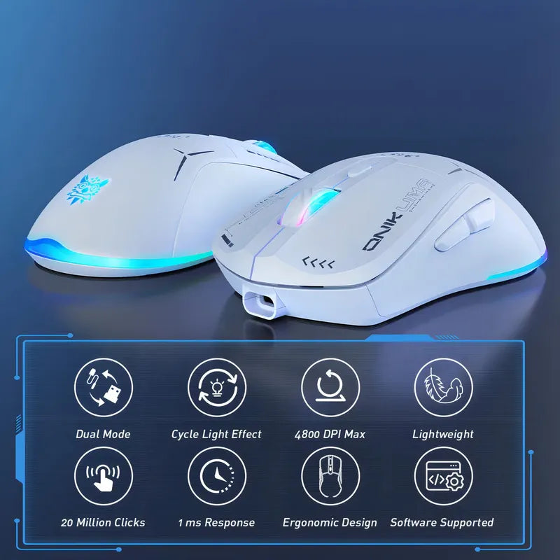 Mouse Gamer Inalámbrico Onikuma 7 Botones 4800dpi Rgb Recarg Color Blanco