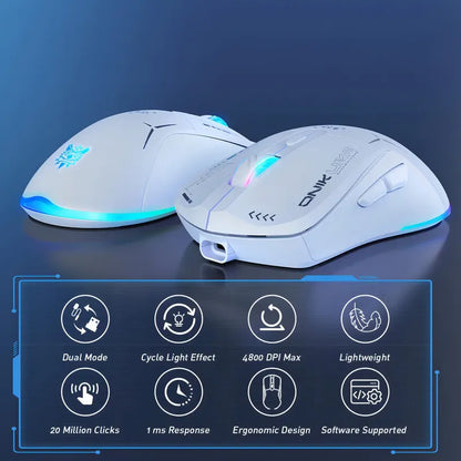 Mouse Gamer Inalámbrico Onikuma 7 Botones 4800dpi Rgb Recarg Color Blanco
