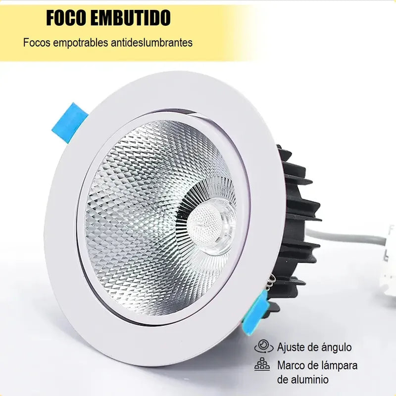 Pack X2 Focos Led Embutidos Luz Fria 6500k 12w
