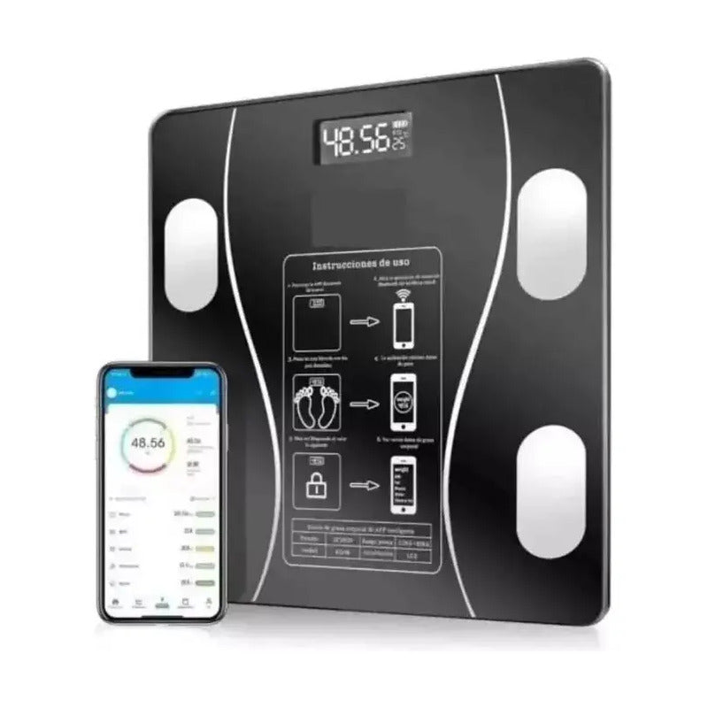 Pesa De Baño Digital Inteligente Bluetooth Color Negro