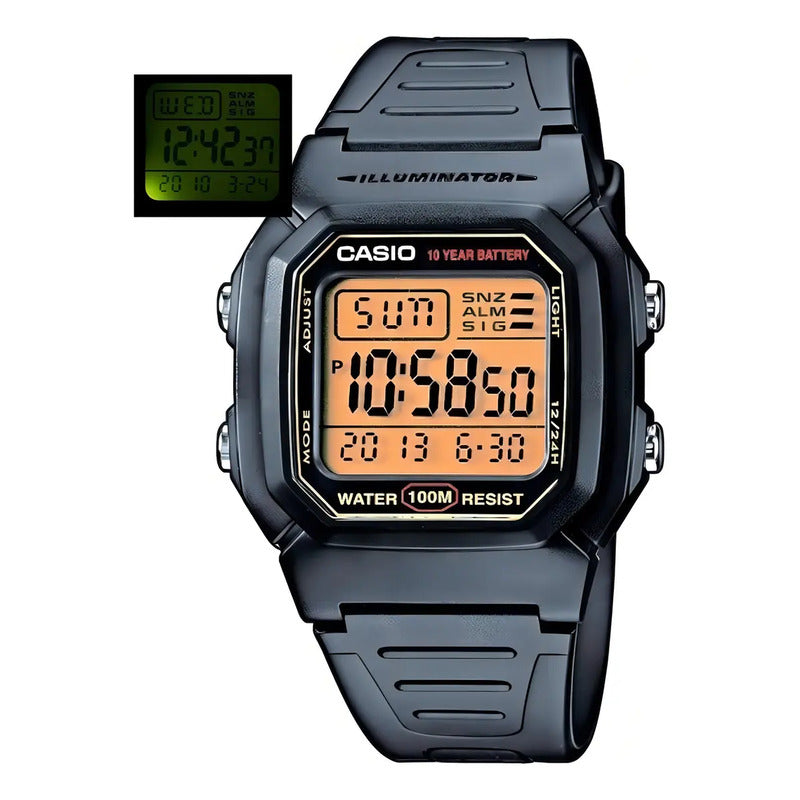 Reloj Pulsera Casio Digital Con Correa De Resina Color Negro - Fondo Blanco
