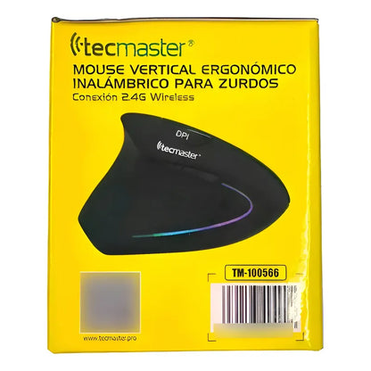 Mouse Inalambrico Tecmaster Vertical Para Zurdos Tm-100566 Negro