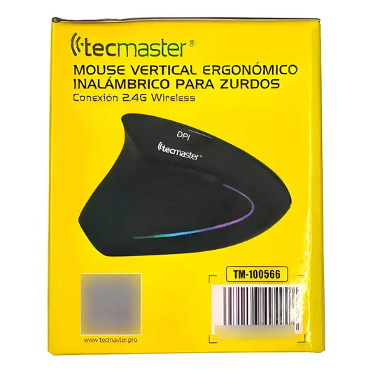 Mouse Inalambrico Tecmaster Vertical Para Zurdos Tm-100566 Negro