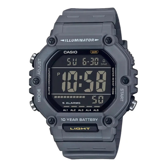 Reloj Digital Casio Illuminator Para Hombre, Resistencia Al Agua 100m Gris Oscuro Azul Acero